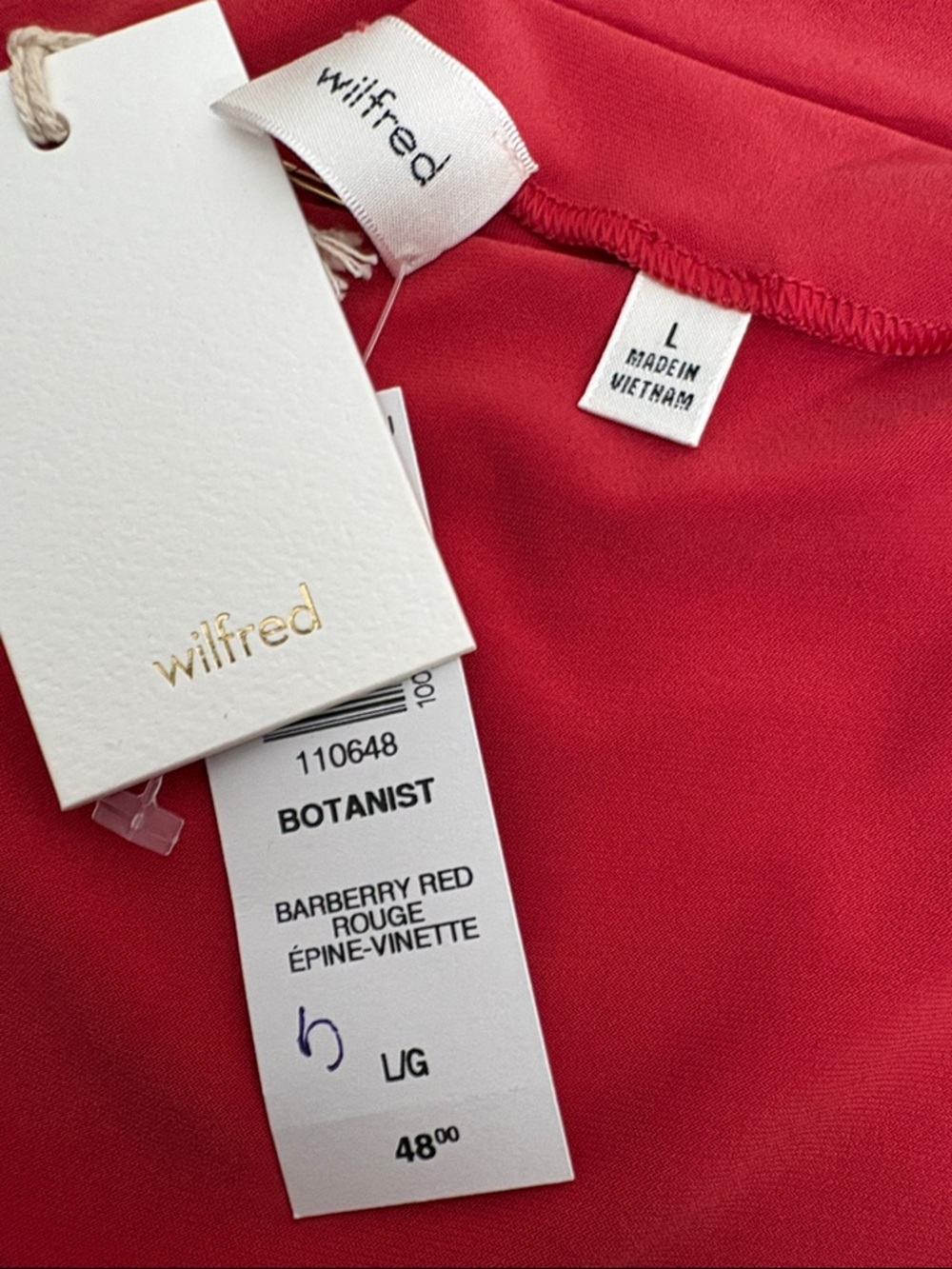 NWT Aritzia Wilfred color Barberry Red Botanist Tank - Picture 2 of 7